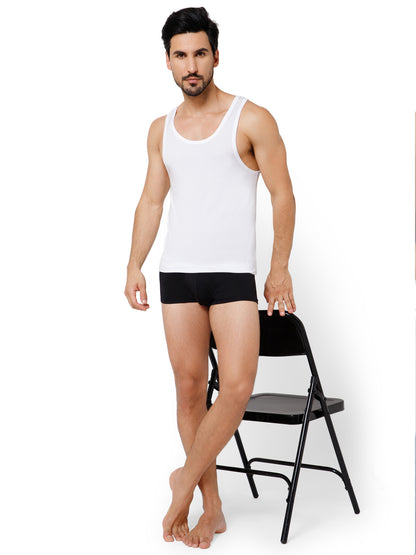SUPIMA VEST ROUND NECK IN WHITE COLOR.
